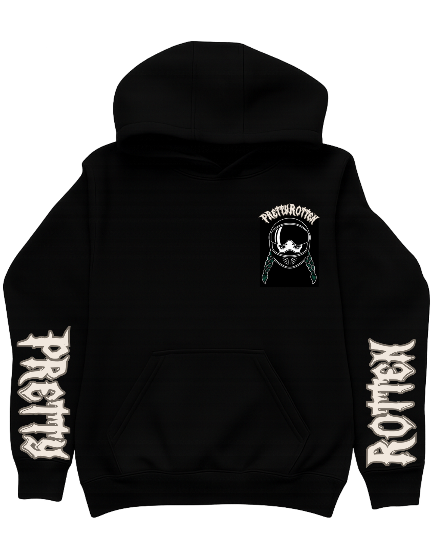 Women’s motorcycle hoodie with burnout rider graphic Good Girls Burn Rubber Pretty Rotten