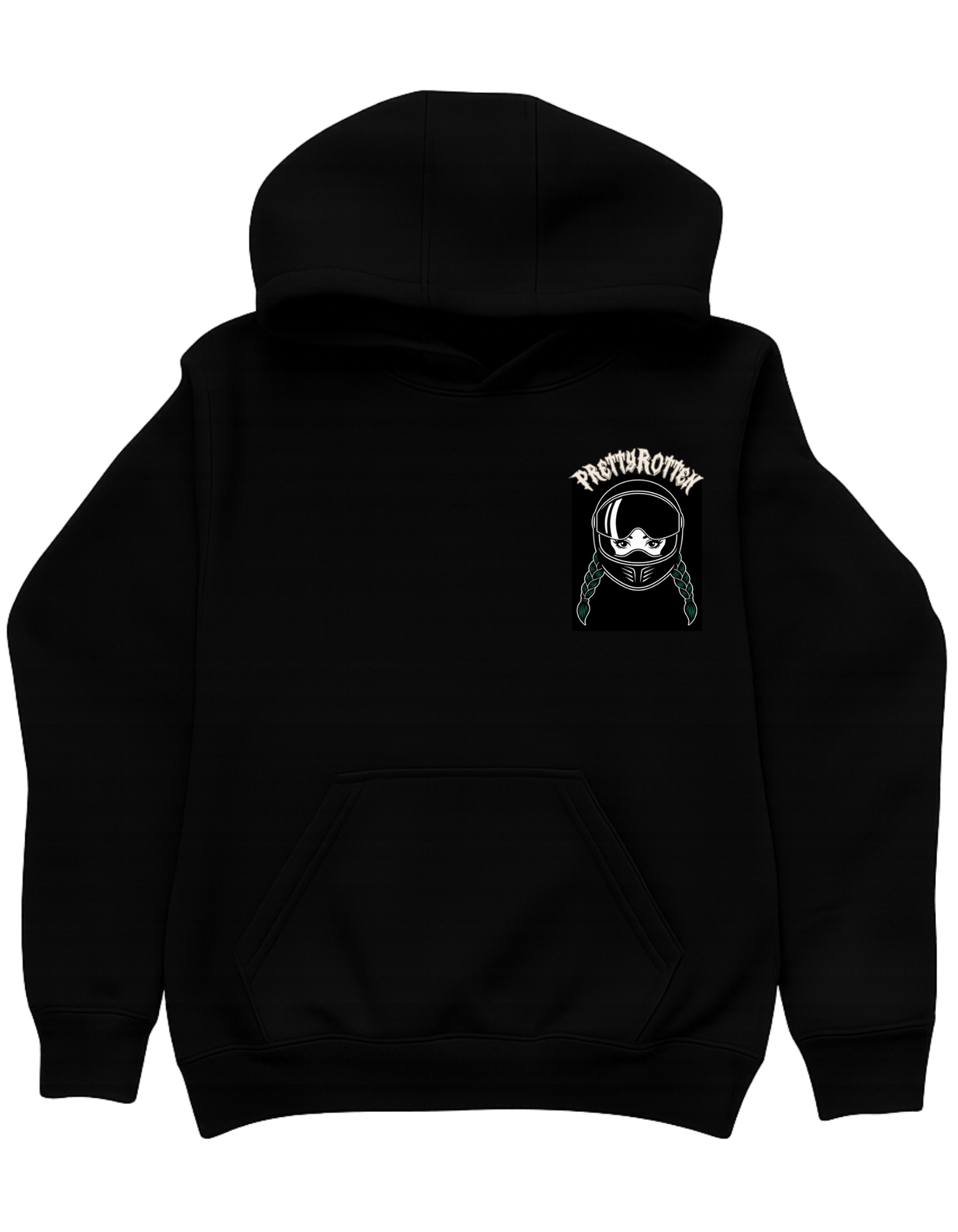 Women’s floral motorcycle hoodie Stay Rotten graphic edgy biker streetwear Pretty Rotten Black