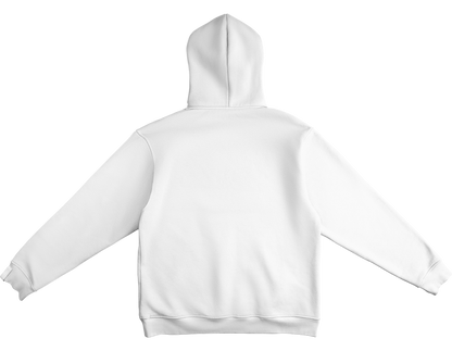 White women’s motorcycle hoodie with Pretty Rotten helmet logo front graphic minimalist biker streetwear
